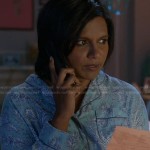 Mindy’s blue paisley pajamas on The Mindy Project