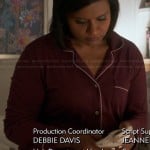 Mindy’s burgundy pajamas on The Mindy Project