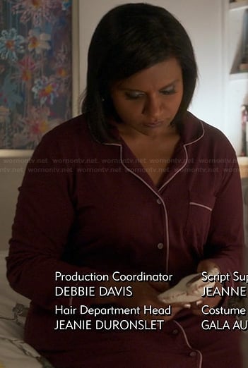 Mindy's burgundy pajamas on The Mindy Project