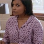 Mindy’s pink printed pajama shirt on The Mindy Project