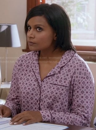 Mindy's pink printed pajama shirt on The Mindy Project