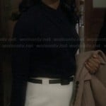 Olivia’s white high waisted pencil skirt and wrap top on Scandal