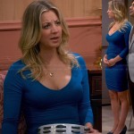 Penny’s blue long sleeve bodycon dress on The Big Bang Theory