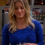 Penny’s blue leopard spot sweater on The Big Bang Theory