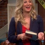 Penny’s navy blazer with polka dot lining on The Big Bang Theory