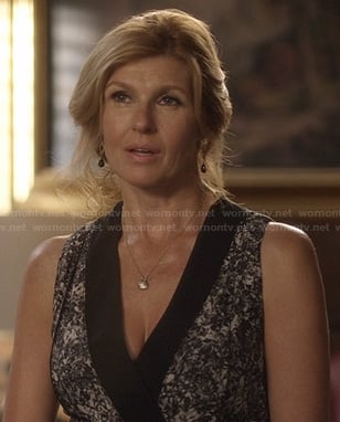 Rayna's black printed wrap dress on Nashville