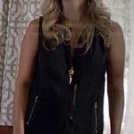 Rebeckah’s black zip-front open-back vest on The Originals