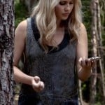 Rebekah’s leather trim tank top on The Originals