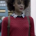 Remy’s red polka dot button back sweater and printed shirt on Ravenswood