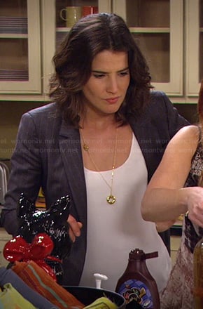 Robin's grey pintstripe blazer on How I Met Your Mother