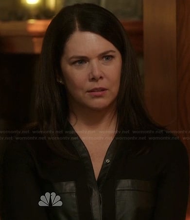 Sarah's black blouse with leather pockets on Parenthood