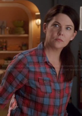 Sarah’s blue and red plaid shirt on Parenthood