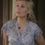 Scarlett’s blue printed wrap midi dress on Nashville