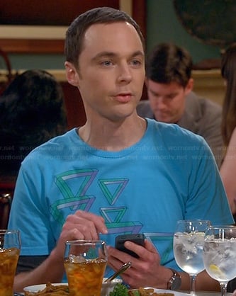 Sheldon's blue triangle graphic t-shirt on The Big Bang Theory