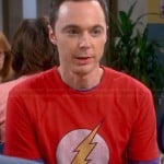 Sheldon’s red “The Flash” tee on The Big Bang Theory