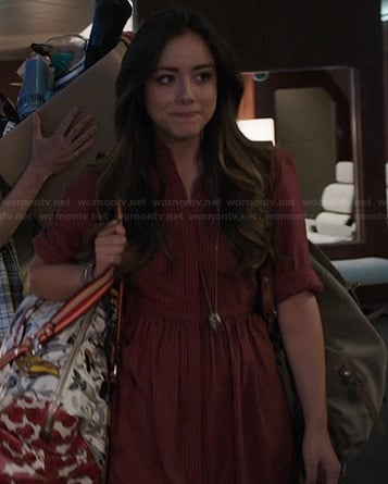 Skye’s red gingham check shirtdress on Agents of SHIELD
