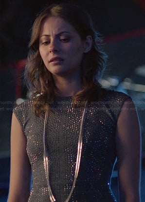 Thea's grey rhinestone studded dress on Arrow