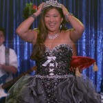 Tina’s black ruffled prom dress on Glee