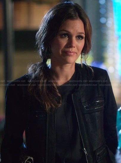 Zoe's black jacket with embellished pocket on Hart of Dixie