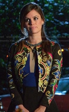 Zoe’s black embroidered jacket on Hart of Dixie