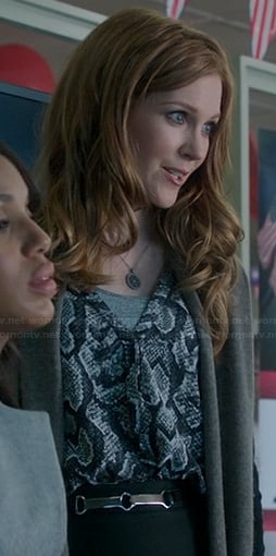 Abby's grey snake print blouse on Scandal