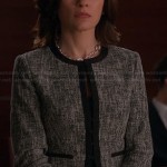 Alicia’s grey jacket with black trim on The Good Wife