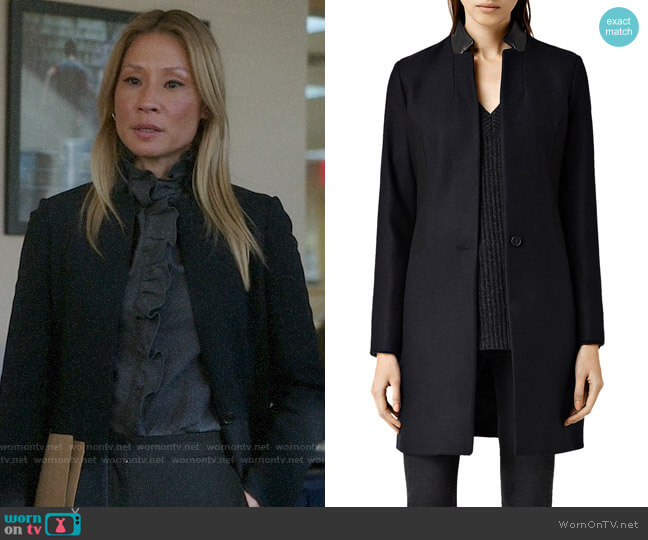 All Saints Vita Coat worn by Joan Watson (Lucy Liu) on Elementary