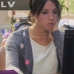 April’s grey cardigan with pink polka dots on Parks and Recreation