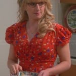 Bernadette’s red Thanksgiving dress on The Big Bang Theory