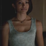 Bonnie’s blue snowflake print tank top on The Vampire Diaries