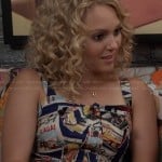 Carrie’s graphic printed button front top on The Carrie Diaries