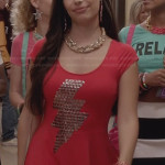 Donna’s red studded lightning bolt dress on The Carrie Diaries