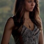 Elena’s black and white printed tank top on The Vampire Diaries