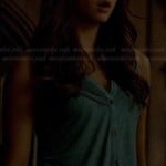 Elena’s teal green button front tank top on The Vampire Diaries