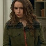 Eve’s green jacket with black embroidery on Last Man Standing