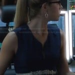 Felicity’s blue zip front peplum dress on Arrow