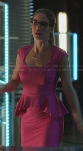 Felicity's pink peplum dress on Arrow