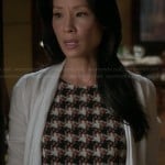 Joan’s patterned top on Elementary