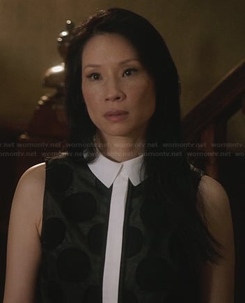 Joan's black and white polka dot shirtdress on Elementary