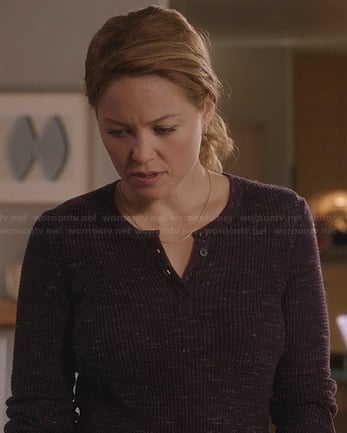 Julia's purple waffle henley top on Parenthood