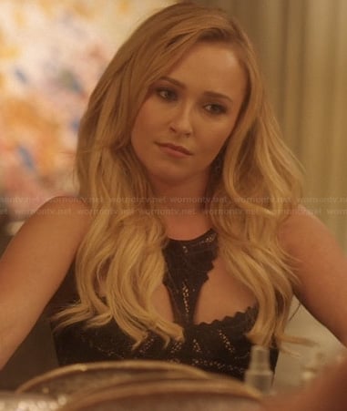 Juliette's black scalloped edge dress on Nashville