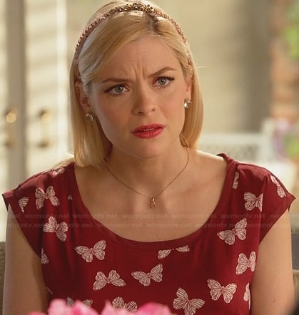 Lemon's burgundy butterfly print dress on Hart of Dixie