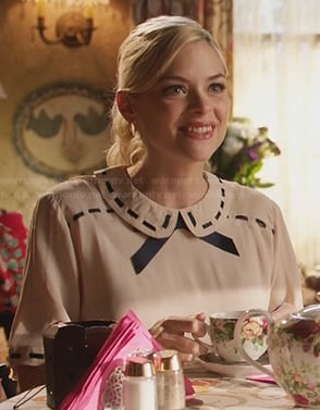 Lemon's cream top with ribbon detail collar and bow on Hart of Dixie