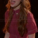 Marley’s burgundy shirtdress with embroidered collar on Glee