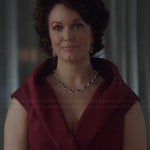 Mellies burgundy wrap style gown on Scandal