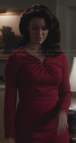 Mellie's red long sleeved dress on Scandal