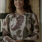 Mellie’s purple printed blouse on Scandal