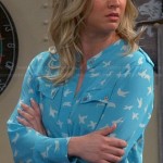 Penny’s blue bird print shirt on The Big Bang Theory