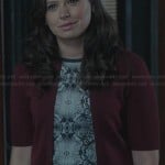 Quinn’s black and white printed top on Scandal