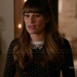 Rachel’s black polka dot sweater with lace collar on Glee